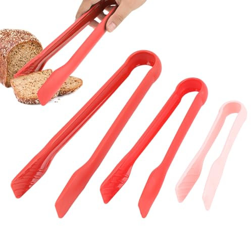 Lot de 3 Pinces de Cuisine Professionel Pince BBQ, Pinces à Nourriture Buffet Tongs Pinces à Grille-pain Silicone Résistante à la Chaleur Pince Buffet Anti-adhé Outils de Cuisson de Cuisine(Rouge)
