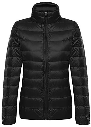 Plumifero Ultraligero Mujer Abrigo Plumas Ligeros Mujer Invierno Plumon Plumón Ligero Mujer Abrigo Acolchado Mujer Abrigos Plumiferos Mujer Chaqueta Pluma Ligera Cazadoras Plumífero Señora Negro M