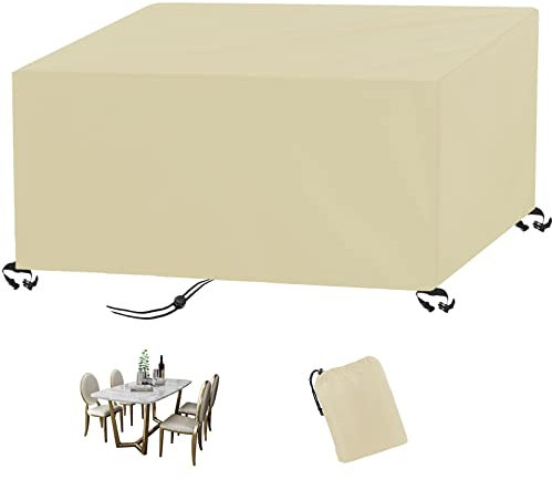 MAIFENGL Funda para Muebles de Jardín, Cubierta de Muebles Impermeable 420D Oxford Resistente al Polvo Anti-UV Funda Protectora, para Muebles de Exterior-Beige|| 48x48x48cm/LxWxH