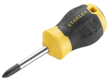Stanley Cushion Grip™ Stubby Screwdriver Phillips Tip PH2 x 45mm, Made from high-Strength, Chrome Vanadium Steel with a Strong Magnetic Black Oxide tip