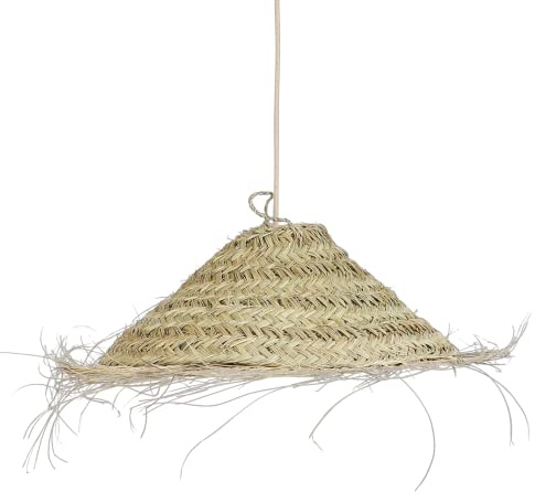 Bohome Living - Suspension Luminaire Parasol en Osier, Abat jour Bohème Chic, Suspension en Alfa, Fait main (XS : 50x15cm)