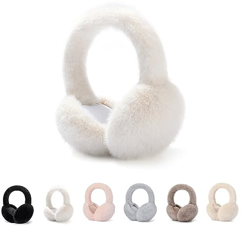 GLAITC Ear Muffs for Women,Winter Ear Warmers,Women Earmuffs Faux Fur for Winter Adjustable Ear Muffs for Cold Weather,Winter Gift for Women Men Girls (White)
