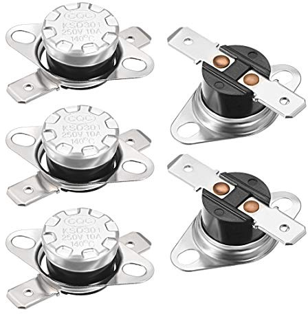 elektronischer Schalter KSD301 Thermostat, 140 °C/284 °F, 10 A, normal geschlossen, NC-Einstellung, Druckscheibe, Temperaturschalter for Mikrowelle, Kaffeemaschine, 5 Stück