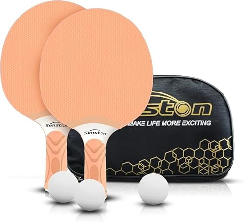 Senston bordtennisracketar, professionella bordtennisflator med 3 bollar, sammansatt gummi pingpong spadset