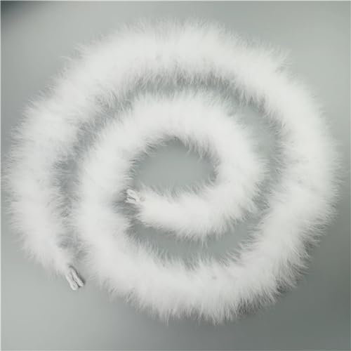 Truthahnfedern, Boa-Feder, super dick, 50 g, zum Basteln, für Kleidung, Fransen, Hochzeit, Party, Zubehör, Weiß, 2 m