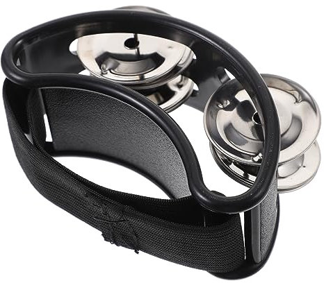 HEMOTON 2stücke Foot Tambourine Percussion Instrument Mit Metall-jingle-bells Schwarz Für Akustische Sets Strapazierfähiger Elastischer Fußriemen Kompakte Konstruktion Melodischer Beim