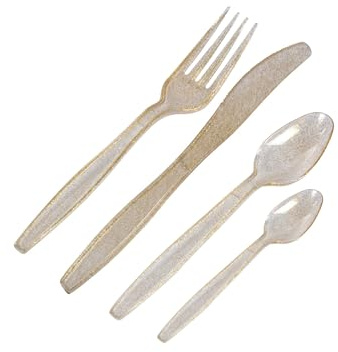 Homea, Menagere 6 tenedores + 6 cuchillos + 6 cucharas + 6 cucharas pequeñas de oro
