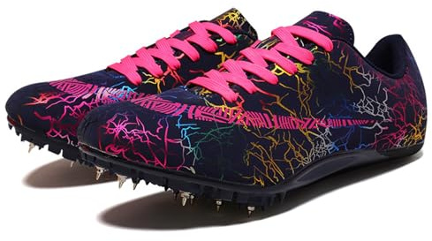 JiuQing Zapatos De Atletismo para Hombres Y Mujeres con Picos Zapatos para Correr Tacos Zapatos para Saltar Sprint,Negro,38 EU
