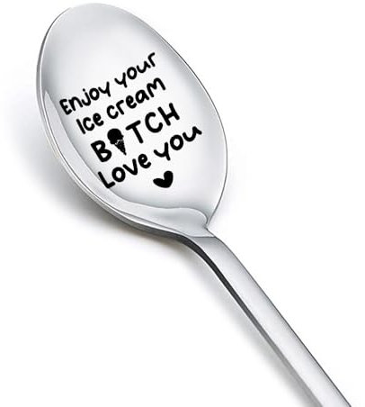 Ice Cream Spoons Gifts for Women Wife Girlfriend Anniversary Birthday Gifts for Best Sisters Friends Bday Gifts for Girls Daughter Besties Engraved Spoon for Icecream Lovers Gift Ideas