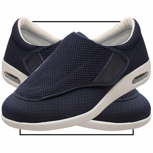 Möge Scarpe Larghe da Uomo Scarpe Ortopediche Estive Scarpe per Diabetici Scarpe Ginnastica a Strappo Scarpe da Corsa Traspiranti in Rete Scarpa per Riabilitazione(Color:Blue,Size:43 EU)