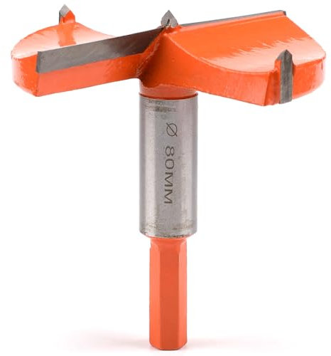 Mèche Forstner 80 mm avec guidage - Foret à bois avec tige hexagonale - Foret à charnière pour bois et bois dur