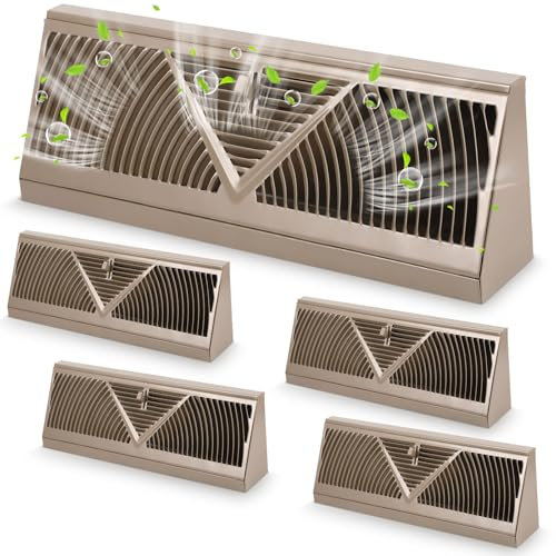 Yaocom 4 rejillas de ventilación para zócalo de 15 pulgadas, tamaño de apertura de conducto, difusor de zócalo ajustable, rejilla de aire de retorno para suelo del hogar, control de flujo de aire