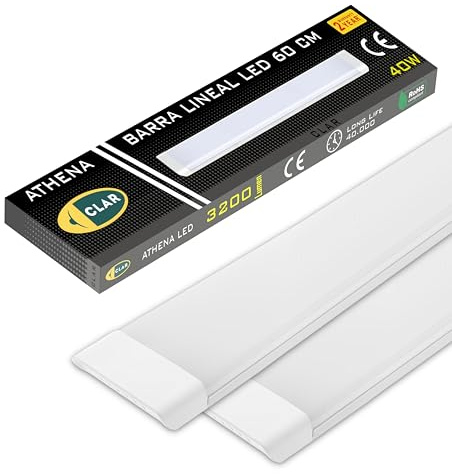 CLAR - LED Feuchtraumleuchte 60cm, Kellerlampe, Werkstattlampe, Garagenleuchte, LED Wannenleuchte, 4000K (40W Pack 2)