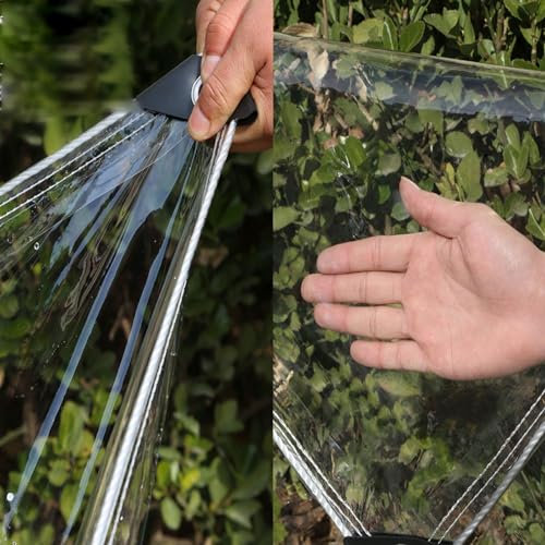 Outdoor Weather Resistant Clear Vinyl Curtain Enclosure Panels Waterproof Patio Balcony Porch Pergola Cover with Grommets Heavy Duty Clear Plastic Curtains for Outside Patio Small Size