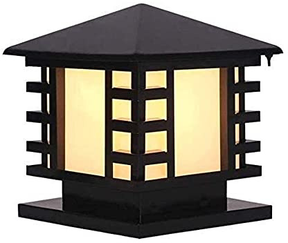 Stainless Steel Outdoor Column Lamp with IP65 Waterproof Black Finish Garden Patio Post Lamp Fixture for Square Frosted Glass Lantern Exterior Pedestal Lamp