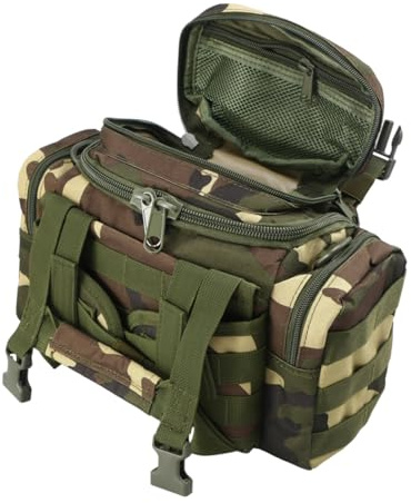 OHPHCALL Große Angeltasche und Multifunktionale Köderbox aus Wasserabweisendem Nylon mit Verstellbarem Gepolstertem Schultergurt für Outdoor Angler und Fischereizubehör im Tarnmuster