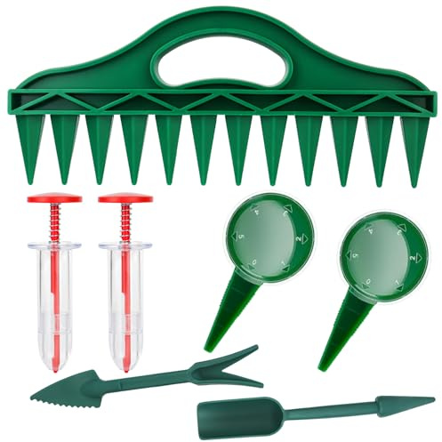YYTECH 7er Set Aussaathilfe Samenspender pflanzhilfen Verstellbarer Saatgutspender Pflanzhilfe mit 12 Löchern, Seed Dispenser, Handpflanzer, Säwerkzeug Set Aussaathilfe für Gemüse und Blumen