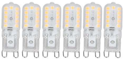 Bulbo LED G9 Dimmerabile, 6pcs 5W G9 Lampadina per Lampada da Tavolo a Parete del Soffitto a Sospensione, Angolo di Illuminazione a 360 Gradi, RA> 80, Modello di chip: 22 (Bianco