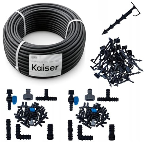 Tropfschlauch 100 m + 124 Teile Set – Tropfbewässerung 33 cm Abstand, Mikrobewässerung für Garten, Beete, Hecken & Gewächshaus – Komplettset, effizient & wassersparend