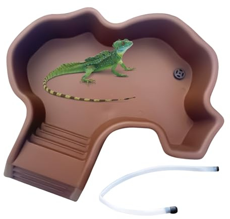 Sköldpadda badpool, halkfri reptilskål med ramp, lätt att rengöra badkar, badkar med ramp, akvarium, djurmatmatare för avelshölje, landskapsarkitektur, vardagsrum, balkong, trädgård