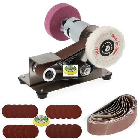 Mini ponceuse à bande électrique, broyeur, polissa, rectifieuse, affûteuse de bords de coupe, outil électrique de bureau, Machine à Polir et à Finir Les Bijoux(Package C)