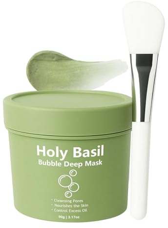Masque Profond Au Basilic Sacré, Bulles Douces Pour Un Nettoyage En Profondeur, Soin Lavant Pour Une Peau éclatante, Nettoyant Purifie Les Pores Et élimine Les Points Noirs