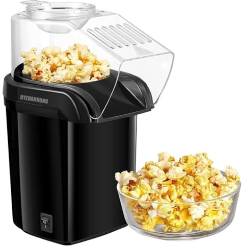 Machine à popcorn à air chaud, 1200 W avec tasse à mesurer et couvercle amovible, machine à popcorn rapide en 3 minutes pour soirées cinéma à la maison