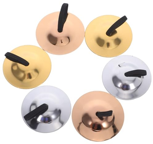 MUELODSIC 3 Paar Fingerzimbeln Kinder 5,5cm Handpercussion Bauchtanz Instrumente Metall Fingerbecken für Tanz und Musikalische Früherziehung