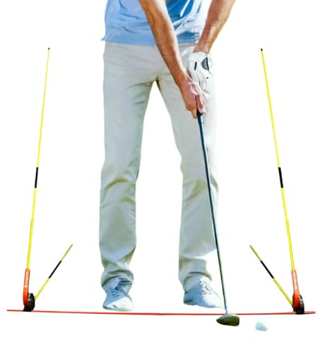 Befeixue Support de barre d'alignement de golf - Équipement d'entraînement de swing réglable - Cible de golf et alignement du putt - Pour hommes et femmes, joueurs, mari, grand-père, ami et famille