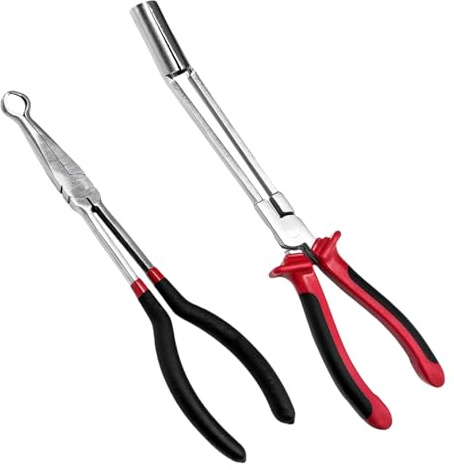 JicSuXi 2X Zündkerzenstecker Abzieher, Universal Schlauchschellenwerkzeug (Hülsentyp), Robuste Hand Und Trennzange mit Langem Griff