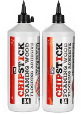 Chipstick D4 Grey PU Flooring Glue 1kg, Twin Pack (2 Bottles) | Expanding D4 PU wood adhesive for chipboard flooring, stairs and structural timber bonding.