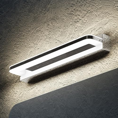 doporro Spiegelleuchte Bad 40cm LED Spiegellampe Badezimmer Lampe | 4000K Badlampe Wand über Spiegel Neutralweiß Badezimmerleuchte 9W Spiegelschrank Beleuchtung, Chrom, SparkLuxe