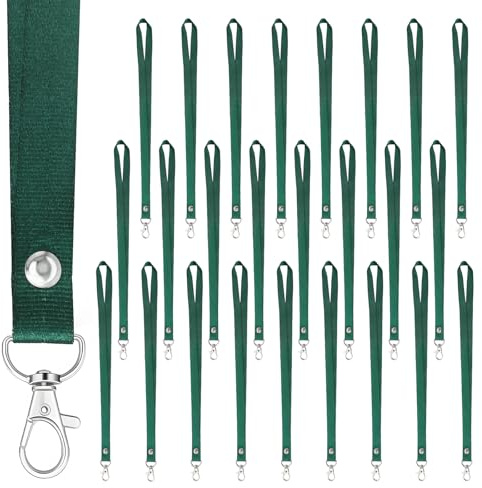 TLDBATICE 25 Stück Lanyard Schlüsselband Dunkelgrün 46 cm x 1,5 cm Schlüsselbänder zum Umhängen mit Metallclip für Ausweis Schlüssel Namensschild Kartenhalter Büro Schule Messe