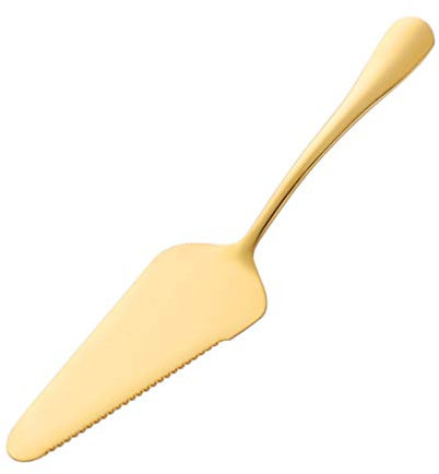 Hemoton Pala per torte in acciaio inox, per torte, frutta, pizza, formaggio, panna e torta, seghettata, dorata, per il trasferimento di torte, utensile da cucina