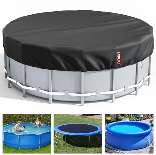 LXKCKJ Bâche 4 Saisons pour Piscine Hors Sol, Bâche Protection pour Piscine, Couverture de Extérieur Ronde Spa Baignoire idéale pour Garder Votre Piscine Propre (4,5 M, Noir)
