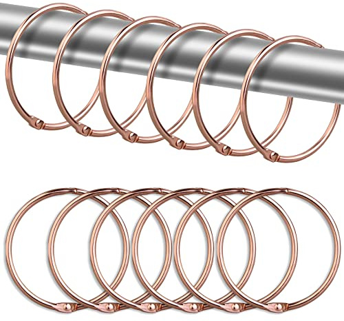 24 Pack Shower Curtain Rings, Rustproof Decorative Shower Curtain Hooks Metal Round Shower Ring Hooks for Bathroom Shower Rod (Rose Gold)