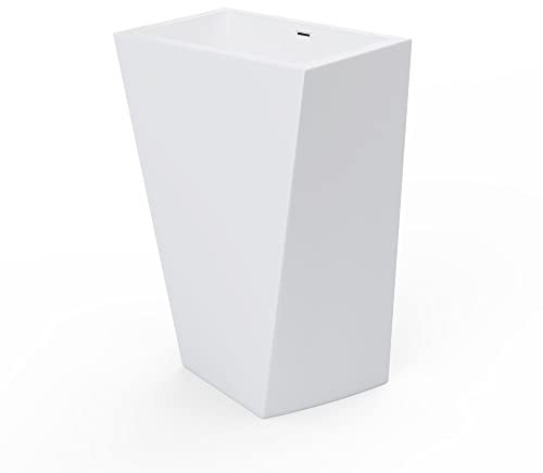 doporro freistehendes Standwaschbecken BTH: 60x42x90cm Colossum38 weiß aus Gussmarmor Waschtisch Waschplatz Standsäule