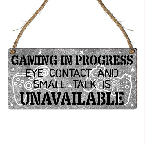 Gaming Sign for Boys – ‘Gaming In Progress’ Wall Decor for Gamer Room, X-Box and PlayStation Gaming Station Sign, Teens, Fathers, and Gaming Enthusiasts, Man Cave (Small: 19 cm (H) × 9 cm (W))