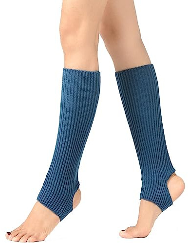 Yurosiay Gestrickte Ballett Stulpen 43cm Tanzstulpen Mädchen Damen Winter Warm Beinstulpen Strick Mit Fersenloch Weich Legwarmer Beinwarmer Stulpen für Yoga Ballett Tanz Fitness Schwarz