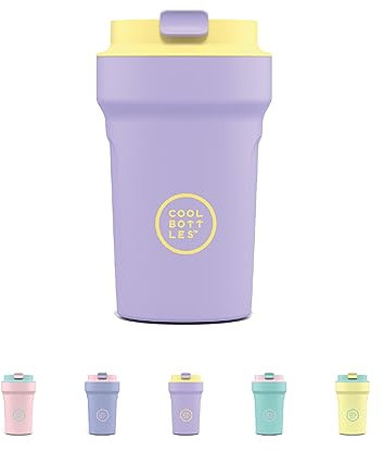 Cool Bottles - Paradise Tumbler - Vaso Térmico de Acero Inoxidable - 350 ml - Bali - Malva y Amarillo - Tapa Hermética - Bebidas frías 10 horas y calientes 5 horas - Acabado Antimanchas