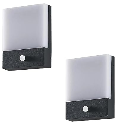 LEDSone LED Motion Sensor Square Shape Lights Home Essentials, Light IP65 Waterproof Temperature Protection Outside Motion Detector Light Wall Mount Dimmable Cool or Warm Light Fixture 12W (Pack 2)