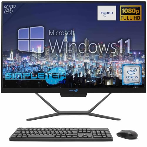 SIMPLETEK - PC All In One Touch | Intel Core i5 8ème génération | Windows 11 Pro | 16 Go RAM SSD 960 Go | Webcam 2K intégrée | Écran tactile | BT 5.2