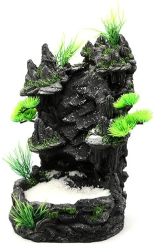 Leimezsty Aquarium Dekoration Künstliche Harz Landschaft Fisch Für Tank Rock Berg Blick Unterwasser Sand Wasserfall Aquarium Wasserfall Dekorationen