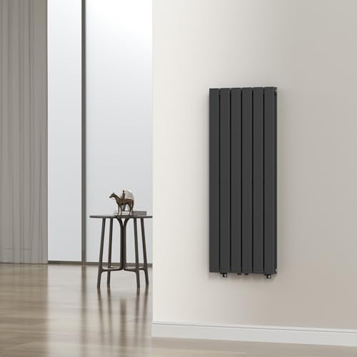 [neu.haus] Termosifone da Parete Radiatore Design Riscaldamento ad Acqua Calda Termoarredo a Pannello Doppio con Elementi Piatti 120 x 45 cm - Nero