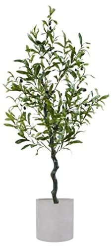 Plantas Artificiales Árbol De Simulación De Planta De Olivo Artificial con Lavabo Redondo Plantas Verdes Árbol Falso para Decoraciones De Interior O Exterior Planta Artificial (Size : 120cm)
