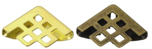 PATIKIL 16mm Metall Buchecken, 100 Stück Fotoecken Buchecken Schutz Retro Metall Dekoration für Basteln Scrapbook Fotoalbum Buchbindung, Bronze Gold