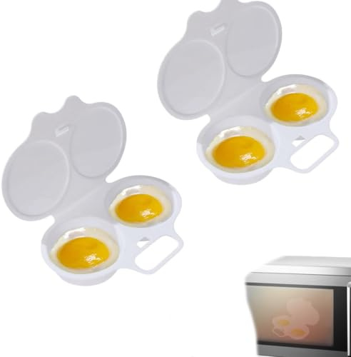 Pocheuse à œufs pour micro-ondes - Couvercles antiadhésifs - Portable - Double tasse - Pour four, petit déjeuner, cuisine, œuf poché à la vapeur