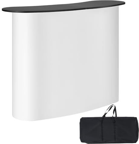 VEVOR Comptoir de Stand Foire Salon 130 x 46,5 x 95 cm Comptoir d'Exposition avec Mur, Table de Bar Pliable pour Promotion au Détail, Podium Pop-up avec Support de Rangement, Sac de Transport