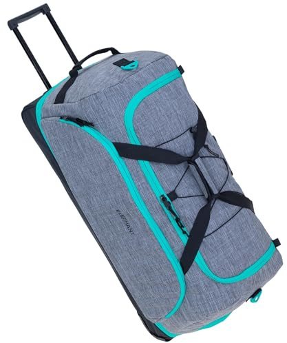 Elephant Reisetrolley Cruiser Travel Trolley 13031 Grau-Türkis | Koffer Weichgepäck Reisetasche Reise Urlaub 100-135 Liter Dehnfalte Schuhfach Seitenfach Flach verstaubar