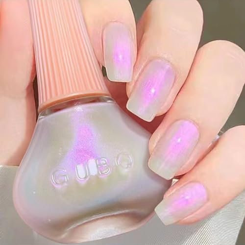 Aurora White Holographic Nail Polish - Quick Drying & Long Lasting - No Need Baking & Easy to Apply for Women